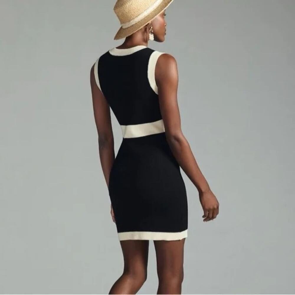 Anthropologie BodyCon Knit Dress in Black & White Women's Small - Picture 2 of 11